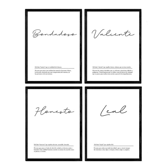 Set de cuatro láminas con definiciones de Palabras para mi pareja chico Fondo blanco-Artwork-Nacnic-Nacnic Estudio SL
