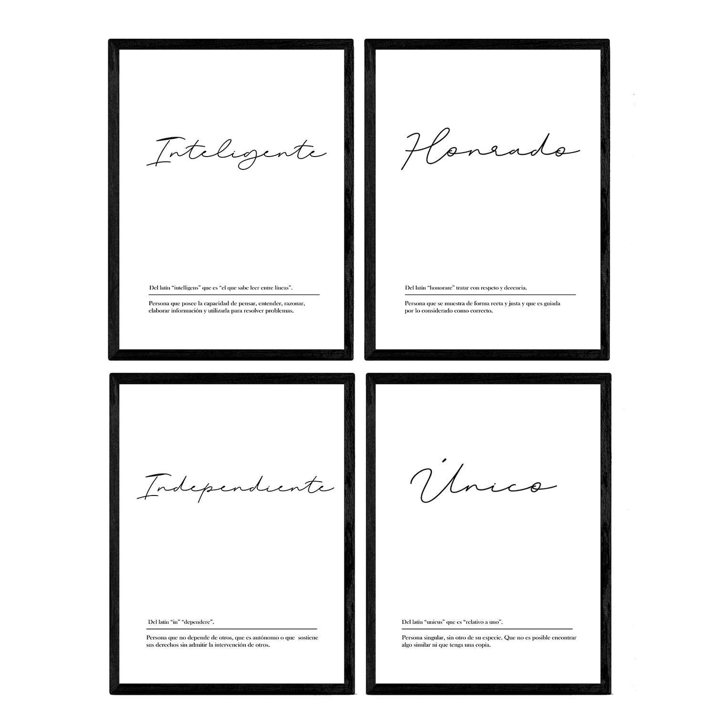 Set de cuatro láminas con definiciones de Palabras para mi pareja novio Fondo blanco-Artwork-Nacnic-Nacnic Estudio SL