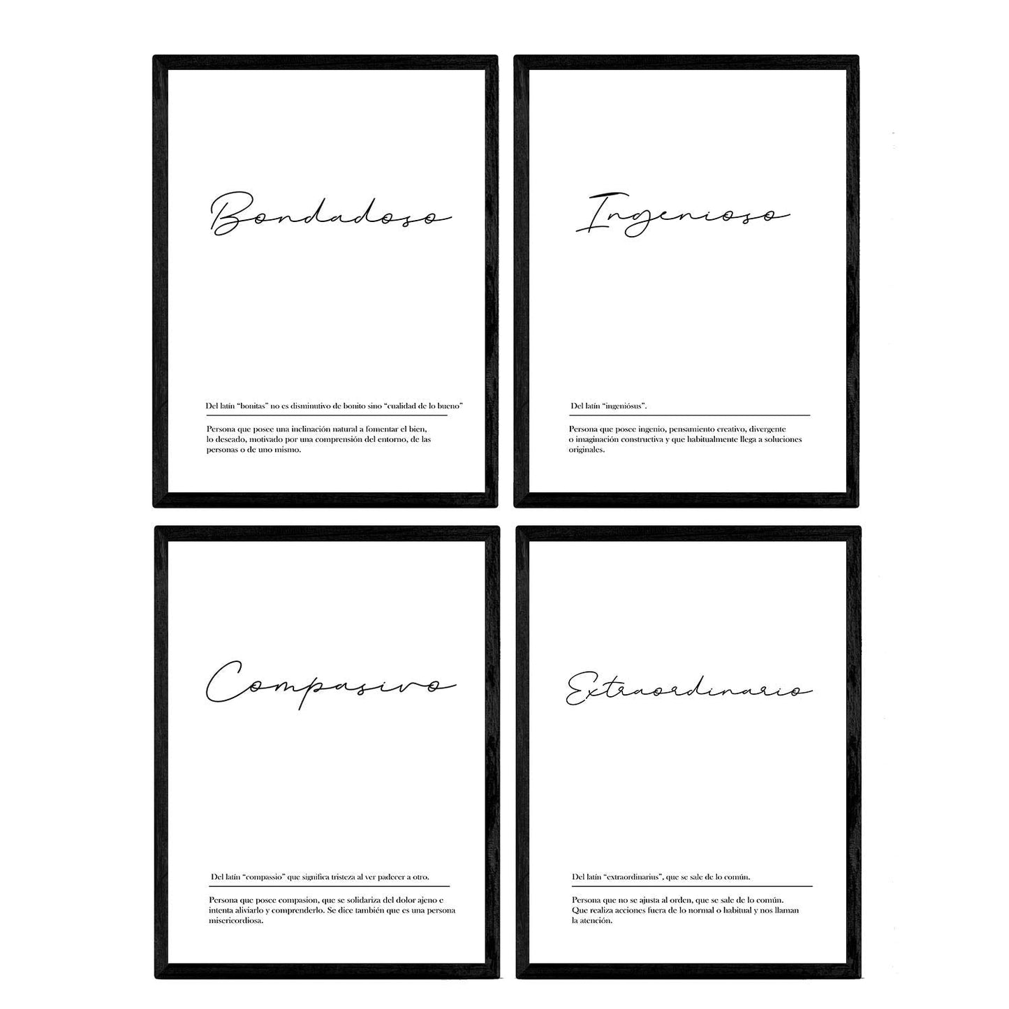 Set de cuatro láminas con definiciones de Palabras para pareja masculinas Fondo blanco-Artwork-Nacnic-Nacnic Estudio SL