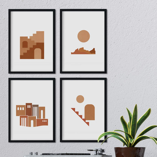 Set de cuatro láminas con diseños coloridos basados en Marruecos. Pack de láminas 'Sahara' diseño minimalista.-Artwork-Nacnic-Nacnic Estudio SL