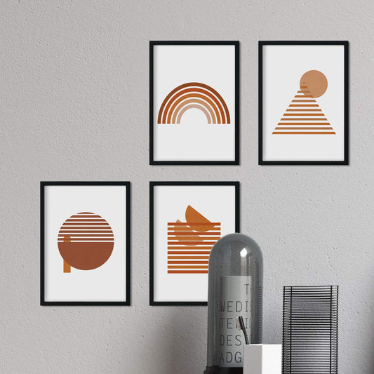 Set de cuatro láminas con diseños coloridos basados en Marruecos. Pack de láminas 'Terracota' diseño minimalista.-Artwork-Nacnic-Nacnic Estudio SL
