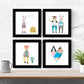 Set de cuatro láminas cuadradas con ilustraciones de Animales modernos escandinavos cm estilo nordico-Artwork-Nacnic-Nacnic Estudio SL