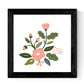 Set de cuatro láminas cuadradas con ilustraciones de flores llamativas tonos rosas y naranjas cm estilo escandinavo nordico-Artwork-Nacnic-Nacnic Estudio SL