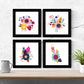 Set de cuatro láminas cuadradas con ilustraciones de flores multicolores cm estilo escandinavo nordico-Artwork-Nacnic-Nacnic Estudio SL