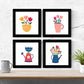 Set de cuatro láminas cuadradas con ilustraciones de llamativos ramos de flores cm estilo escandinavo nordico-Artwork-Nacnic-Nacnic Estudio SL