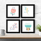 Set de cuatro láminas cuadradas con ilustraciones de ramas y flores tonos pastel cm estilo escandinavo nordico-Artwork-Nacnic-Nacnic Estudio SL