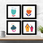 Set de cuatro láminas cuadradas con ilustraciones de Set flores silvestres cm estilo escandinavo nordico-Artwork-Nacnic-Nacnic Estudio SL