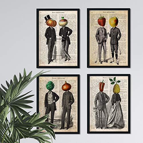 Set de Cuatro láminas de Frutas y Verduras. Modelo 1.-Artwork-Nacnic-Nacnic Estudio SL