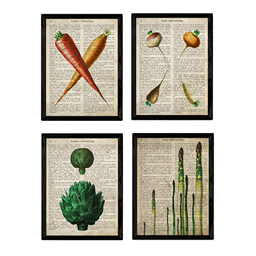 Set de Cuatro láminas de Frutas y Verduras. Modelo 2.-Artwork-Nacnic-Nacnic Estudio SL