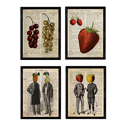 Set de Cuatro láminas de Frutas y Verduras. Modelo 3.-Artwork-Nacnic-Nacnic Estudio SL