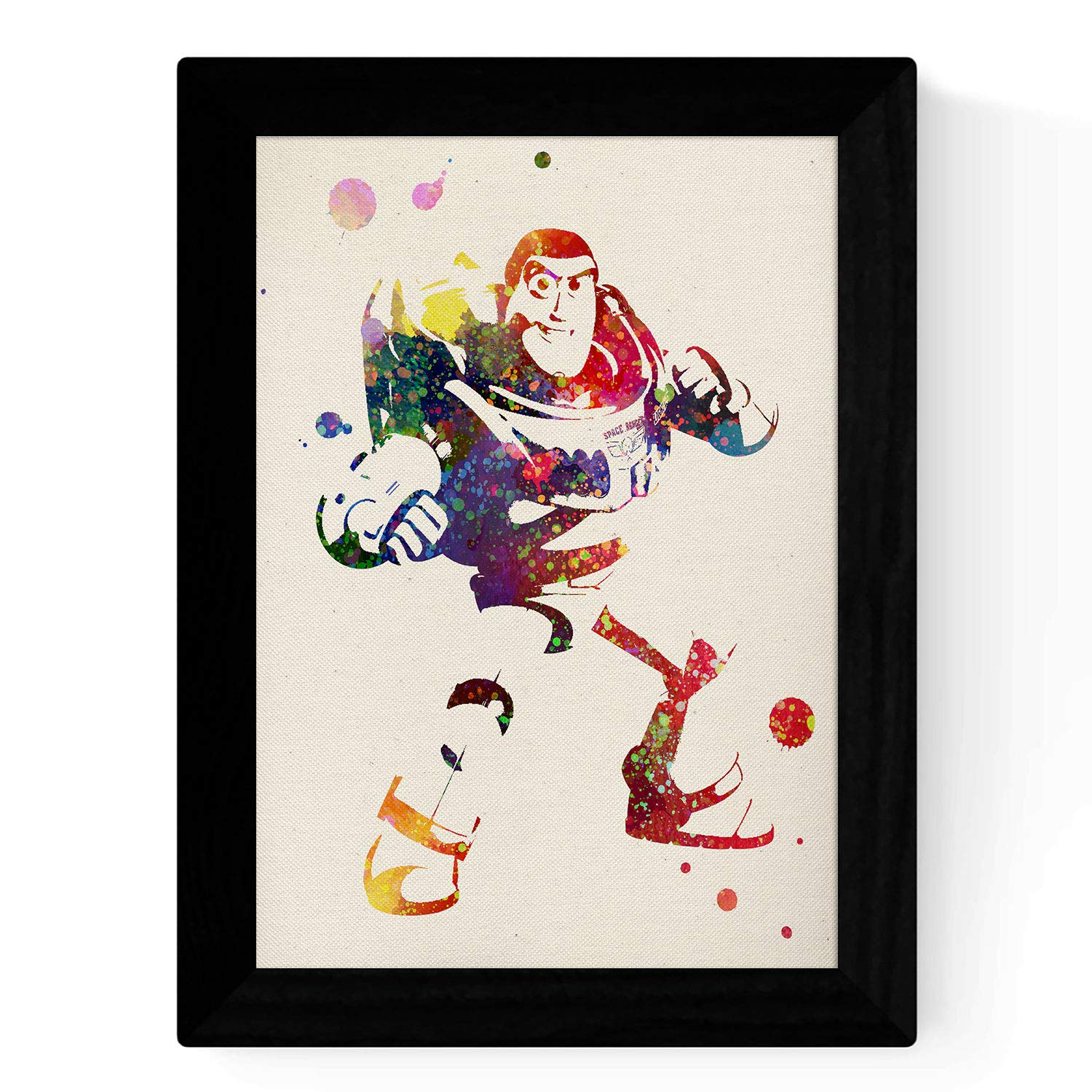 Set de cuatro láminas estilo explosión de color. Posters Pelicula Toy Story, Buzz, Woody, Jessie y el caballo en Fondo color acurela-Artwork-Nacnic-Nacnic Estudio SL