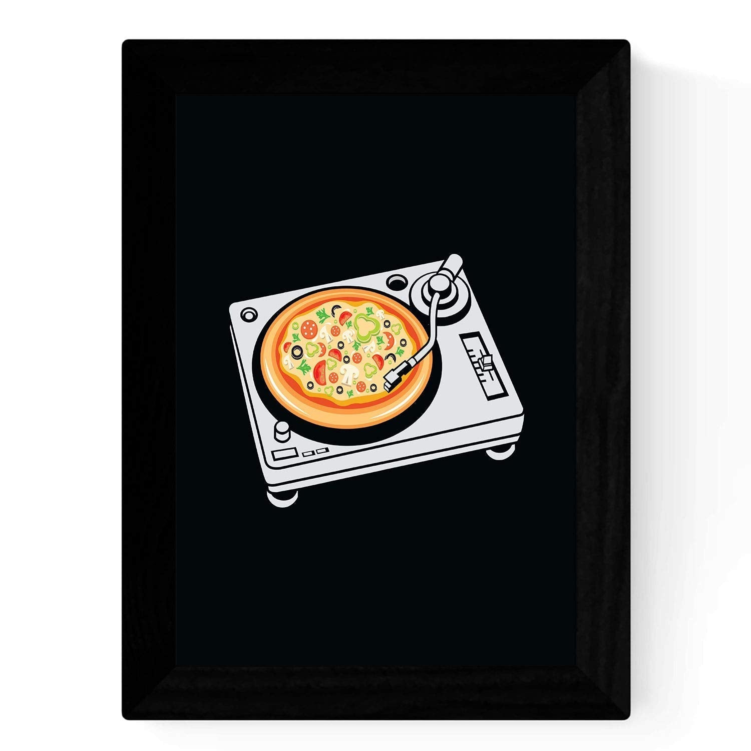 Set de cuatro láminas Pizza (Pink Floid, ET, DJ y Aliens ) para Set Pizza Lovers. Poster Fondo negro-Artwork-Nacnic-Nacnic Estudio SL
