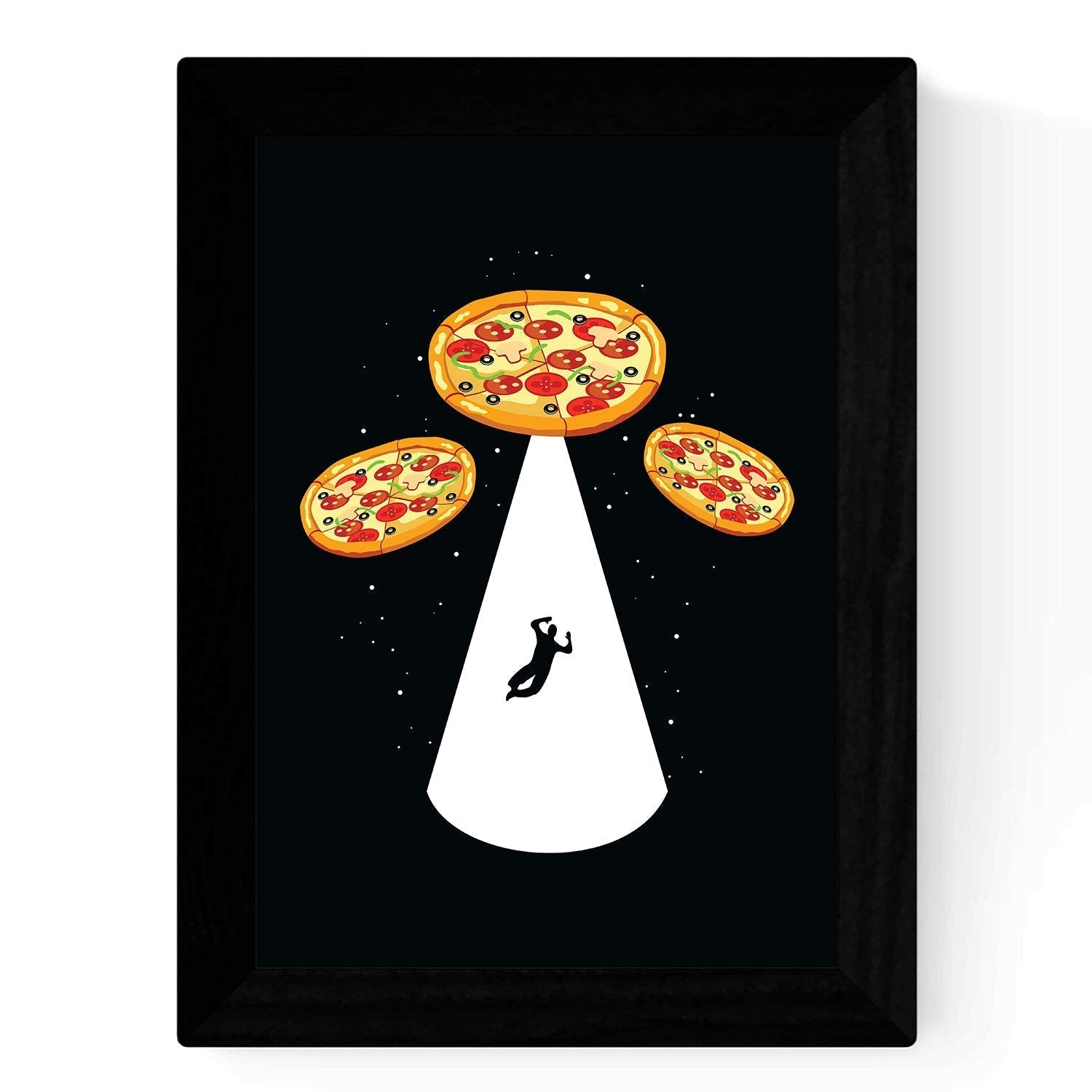 Set de cuatro láminas Pizza (Pink Floid, ET, DJ y Aliens ) para Set Pizza Lovers. Poster Fondo negro-Artwork-Nacnic-Nacnic Estudio SL
