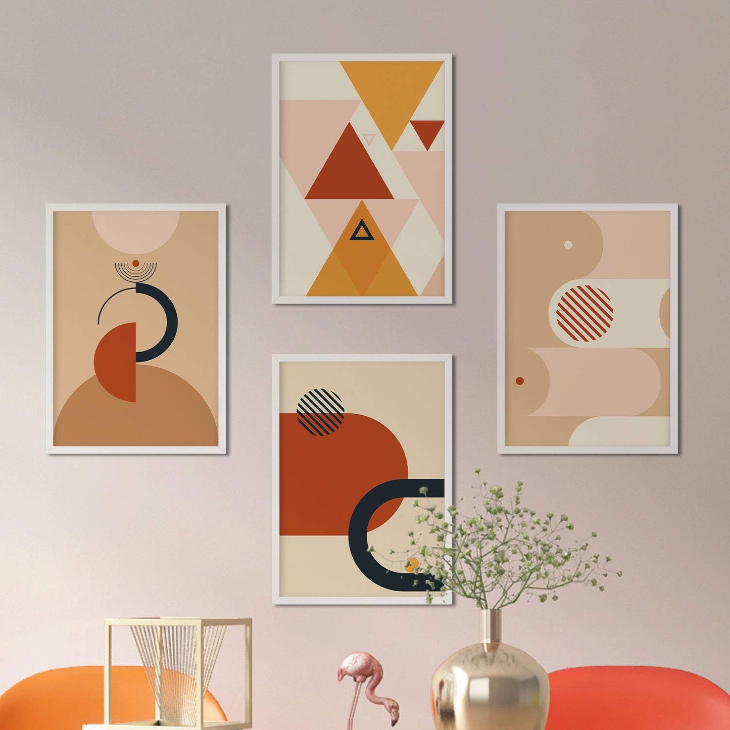 Set de cuatro posters de constructivismo. Pack de láminas Arena del Sahara con diseños a color inspirados en el constructivismo abstracto.-Artwork-Nacnic-Nacnic Estudio SL