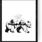 Set de Dos Láminas Estilo Nórdico con Oso y Ciervo en Blanco y Negro