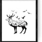 Set de Dos Láminas Estilo Nórdico con Oso y Ciervo en Blanco y Negro