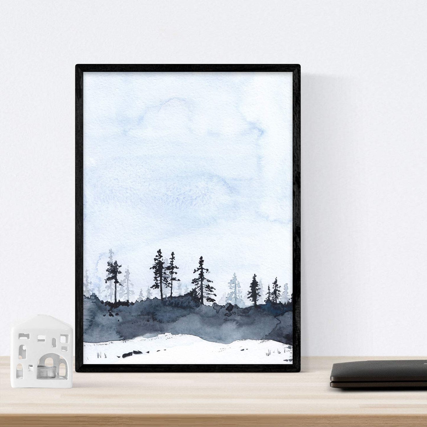 Set de dos láminas Nordico, paisaje nieve. Láminas estilo nórdico para enmarcar-Artwork-Nacnic-Nacnic Estudio SL