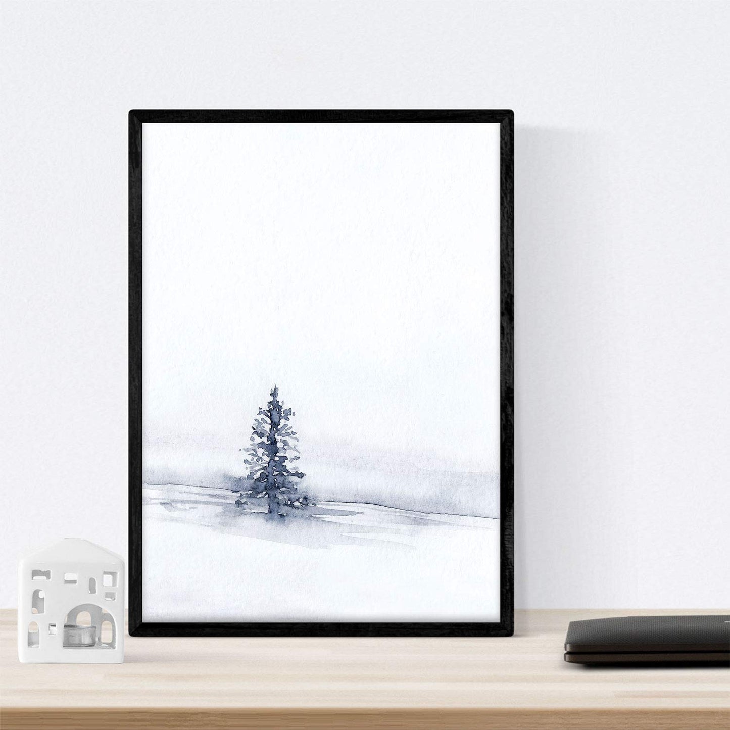 Set de dos láminas Nordico, paisaje nieve. Láminas estilo nórdico para enmarcar-Artwork-Nacnic-Nacnic Estudio SL
