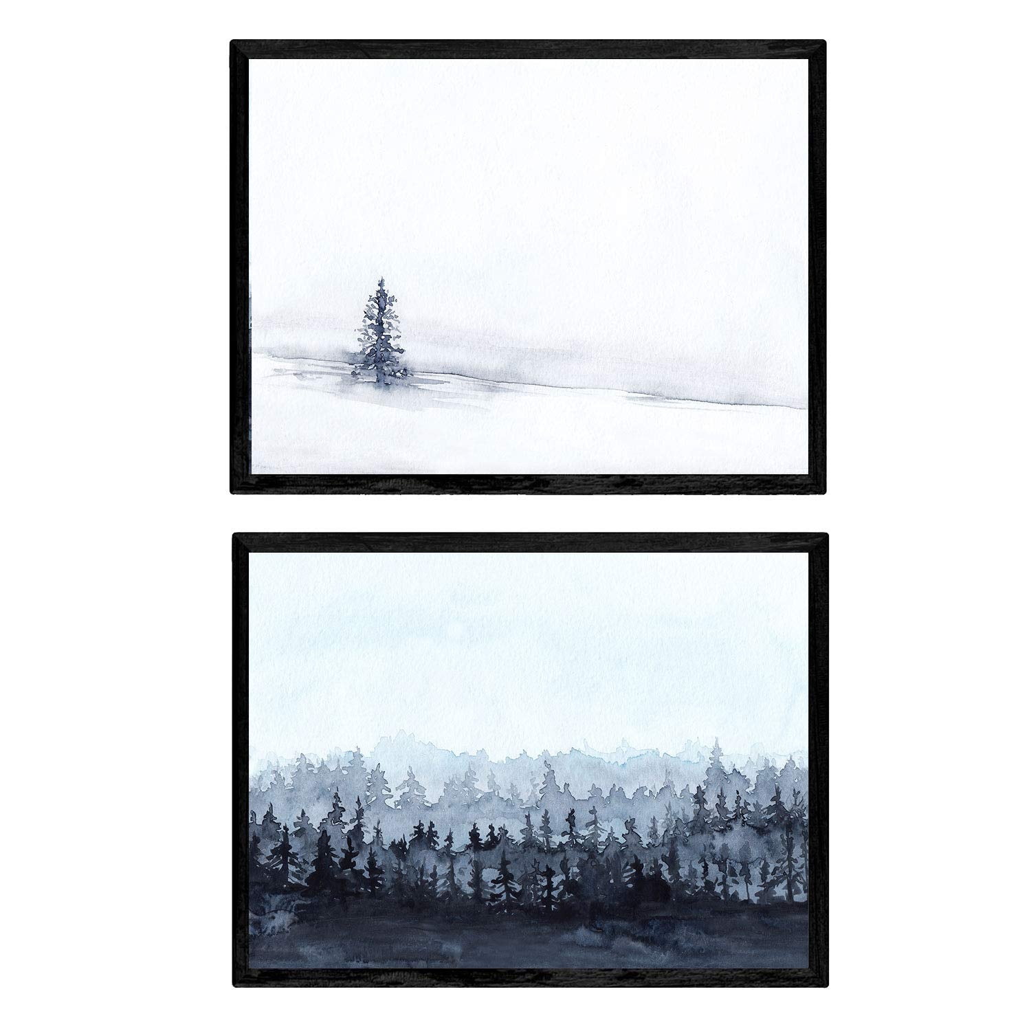 Set de dos láminas Paisaje nordico, nieve, hielo. Láminas estilo nórdico para enmarcar-Artwork-Nacnic-Nacnic Estudio SL