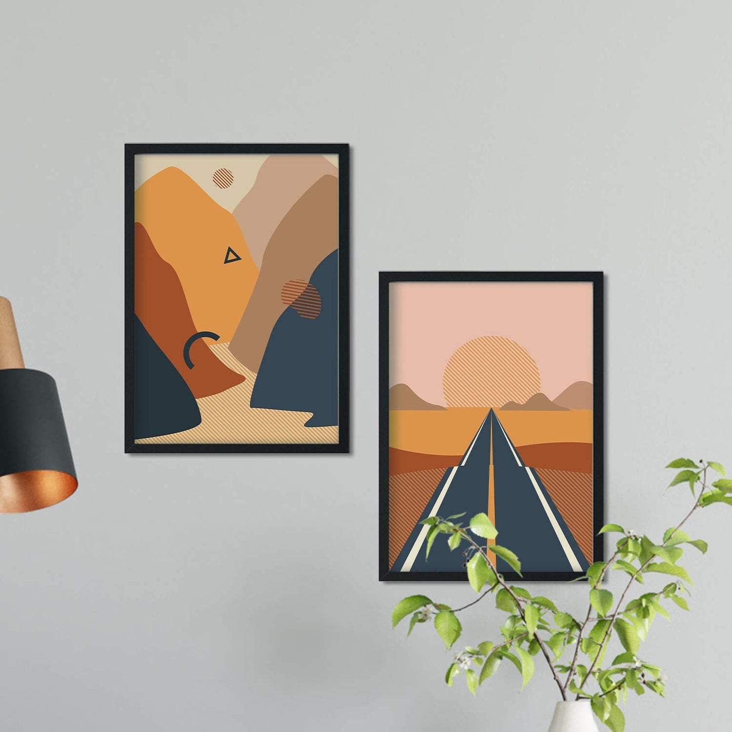 Set de dos posters de paisajes abstractos. Pack de láminas Atardecer con diseños a color inspirados en paisajes reales.-Artwork-Nacnic-Nacnic Estudio SL