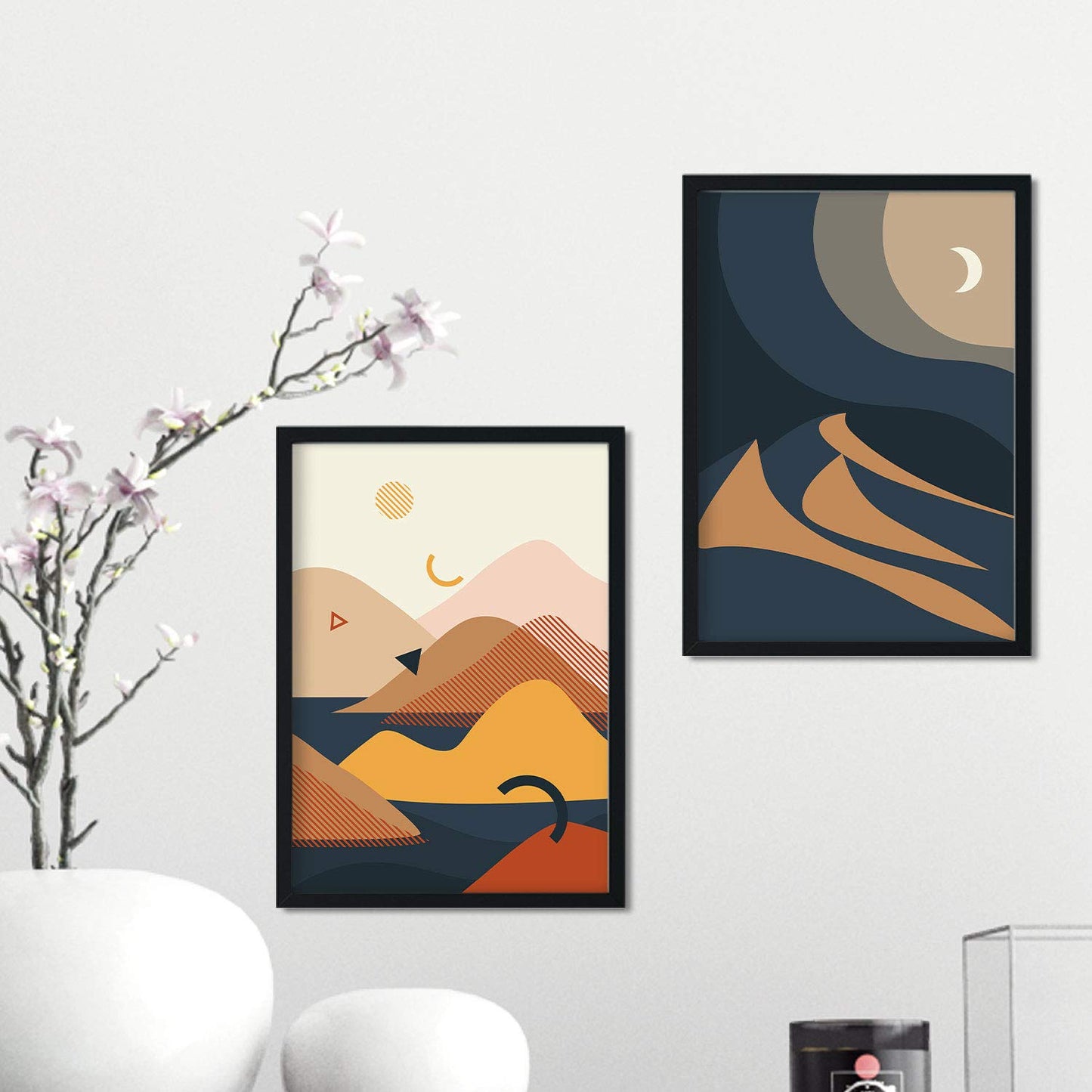 Set de dos posters de paisajes abstractos. Pack de láminas Noche con diseños a color inspirados en paisajes reales.-Artwork-Nacnic-Nacnic Estudio SL