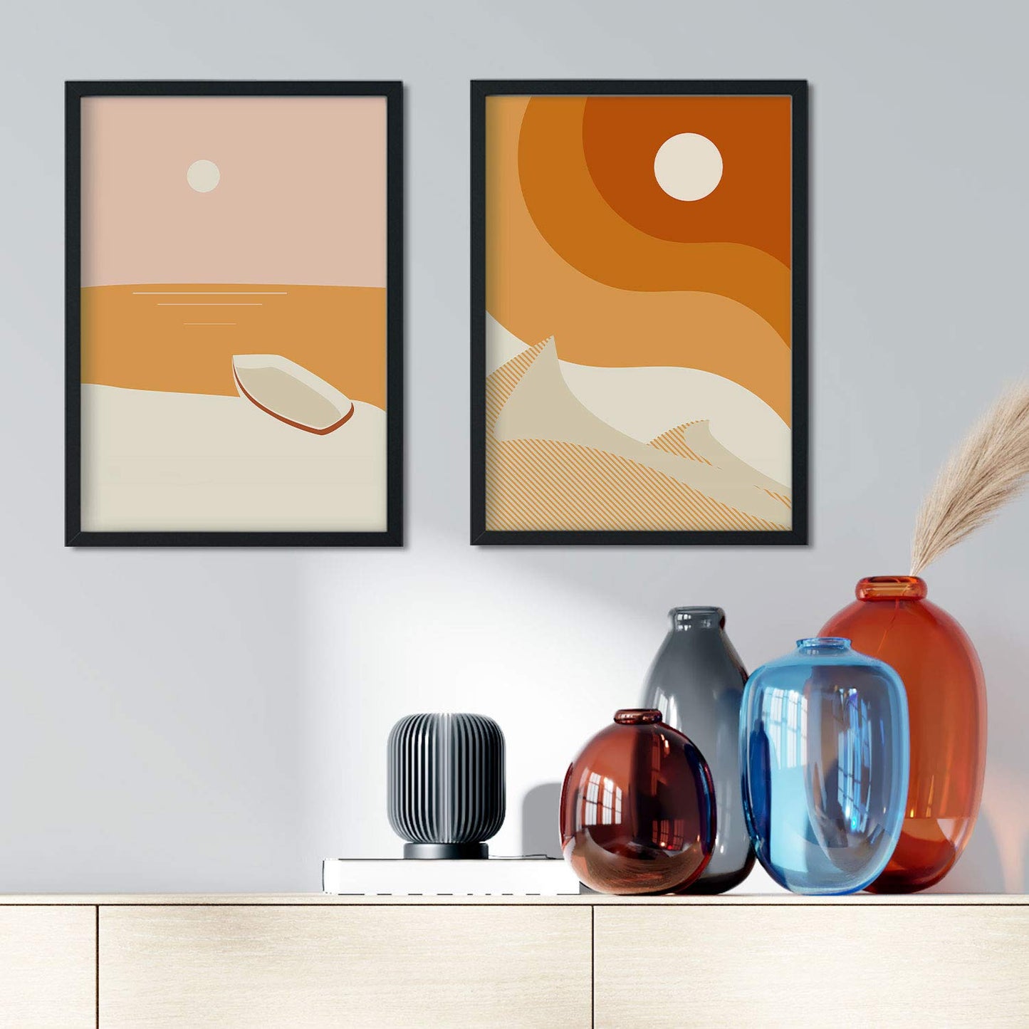 Set de dos posters de paisajes abstractos. Pack de láminas Oceano con diseños a color inspirados en paisajes reales.-Artwork-Nacnic-Nacnic Estudio SL