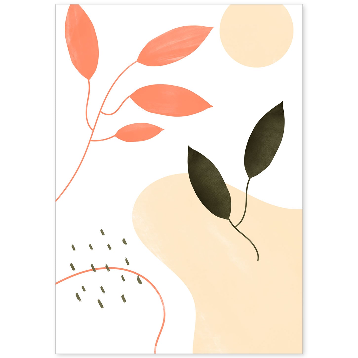 Set de láminas Abstracto 10. Pósters con ilustraciones de arte abstracto floral en cálidos tonos tierra.-Artwork-Nacnic-A4-Sin marco-Nacnic Estudio SL