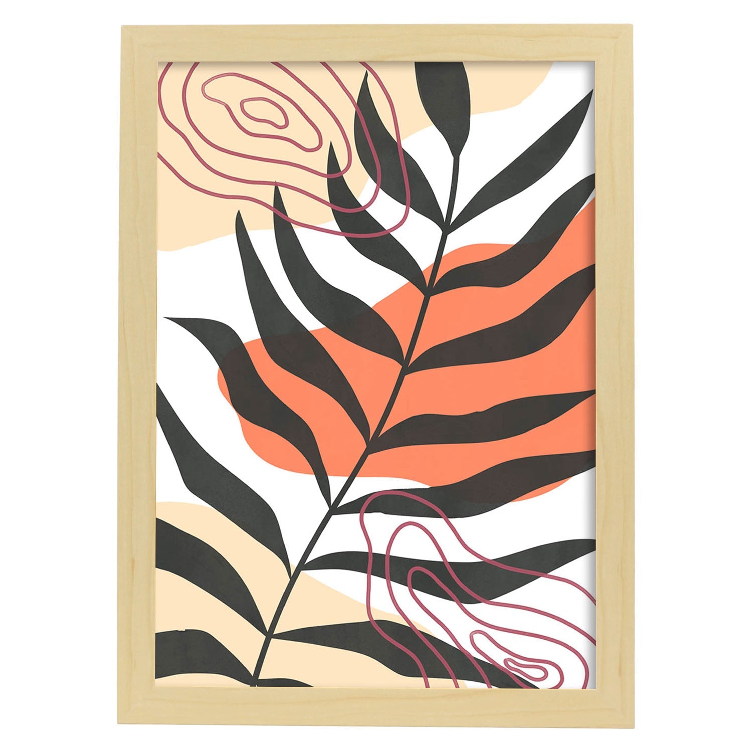 Set de láminas Abstracto 1. Pósters con ilustraciones de arte abstracto floral en cálidos tonos tierra.-Artwork-Nacnic-A3-Marco Madera clara-Nacnic Estudio SL