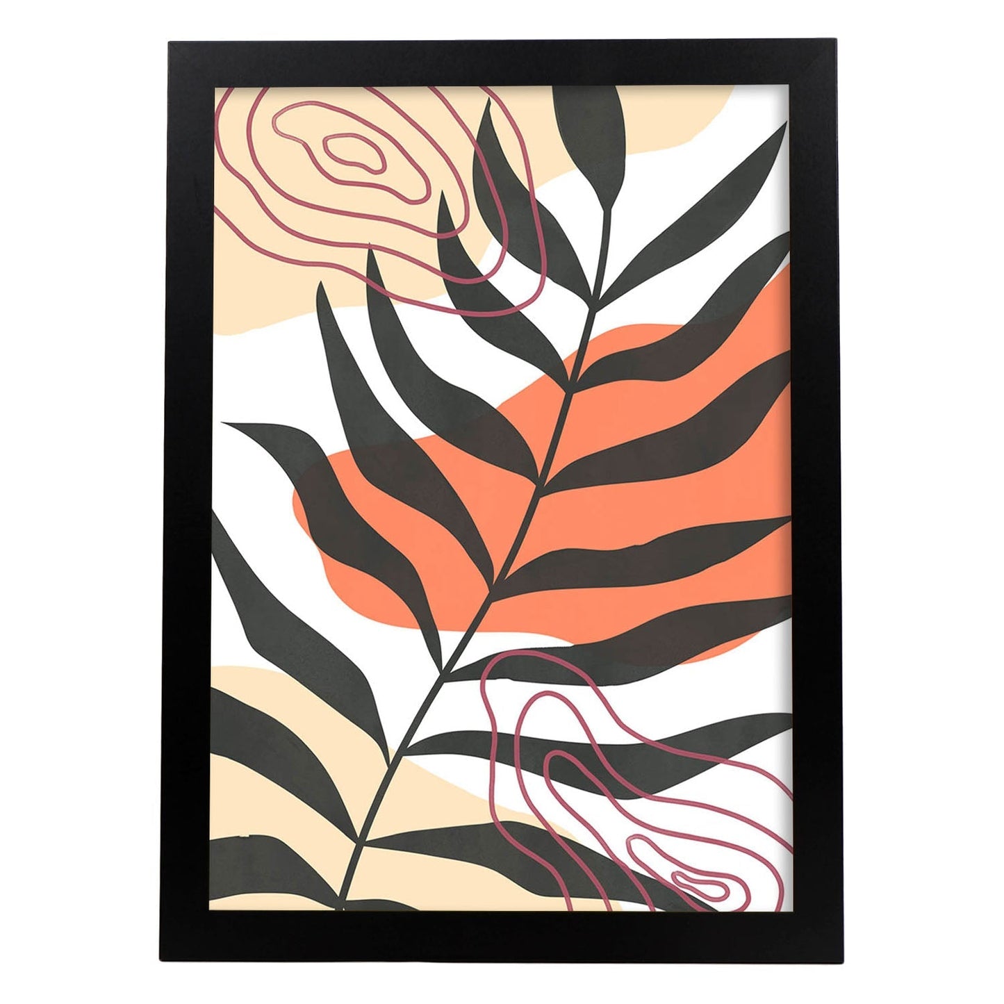 Set de láminas Abstracto 1. Pósters con ilustraciones de arte abstracto floral en cálidos tonos tierra.-Artwork-Nacnic-A3-Marco Negro-Nacnic Estudio SL