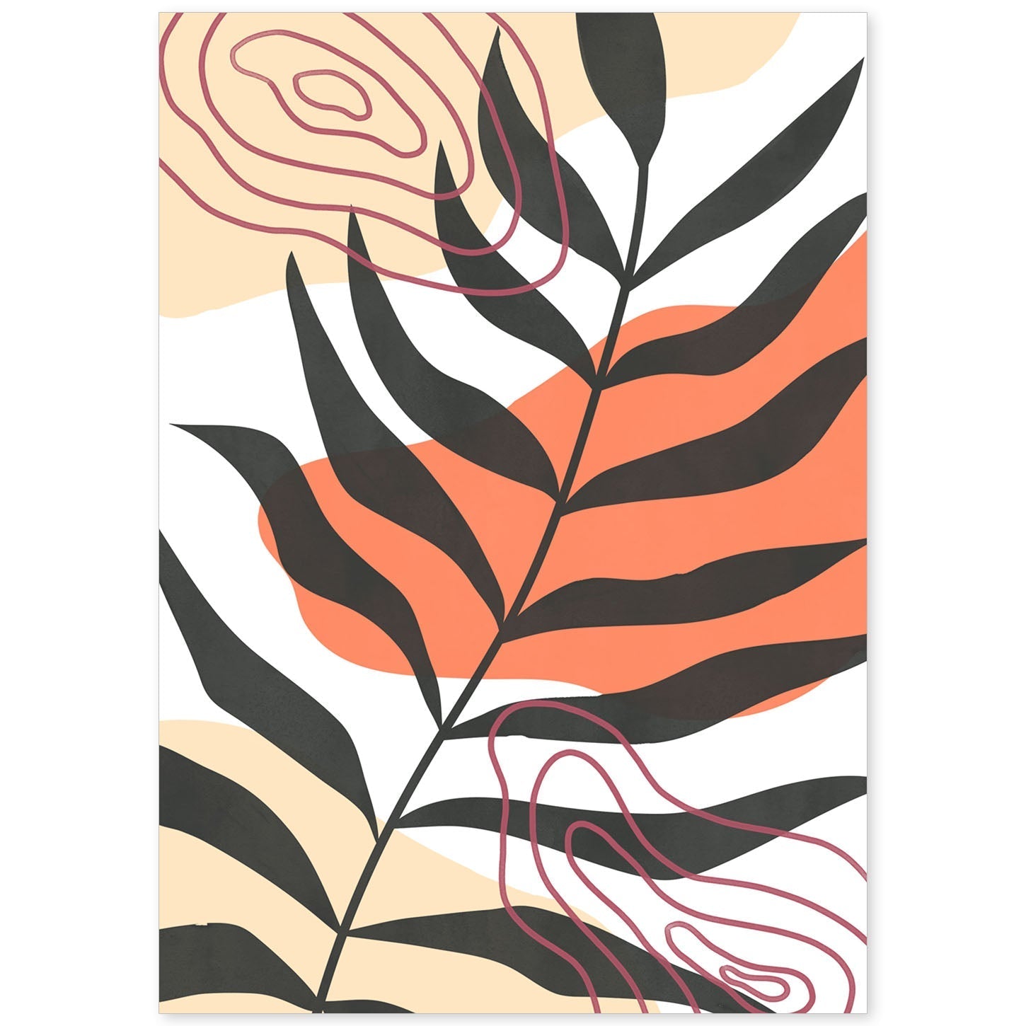 Set de láminas Abstracto 1. Pósters con ilustraciones de arte abstracto floral en cálidos tonos tierra.-Artwork-Nacnic-A4-Sin marco-Nacnic Estudio SL