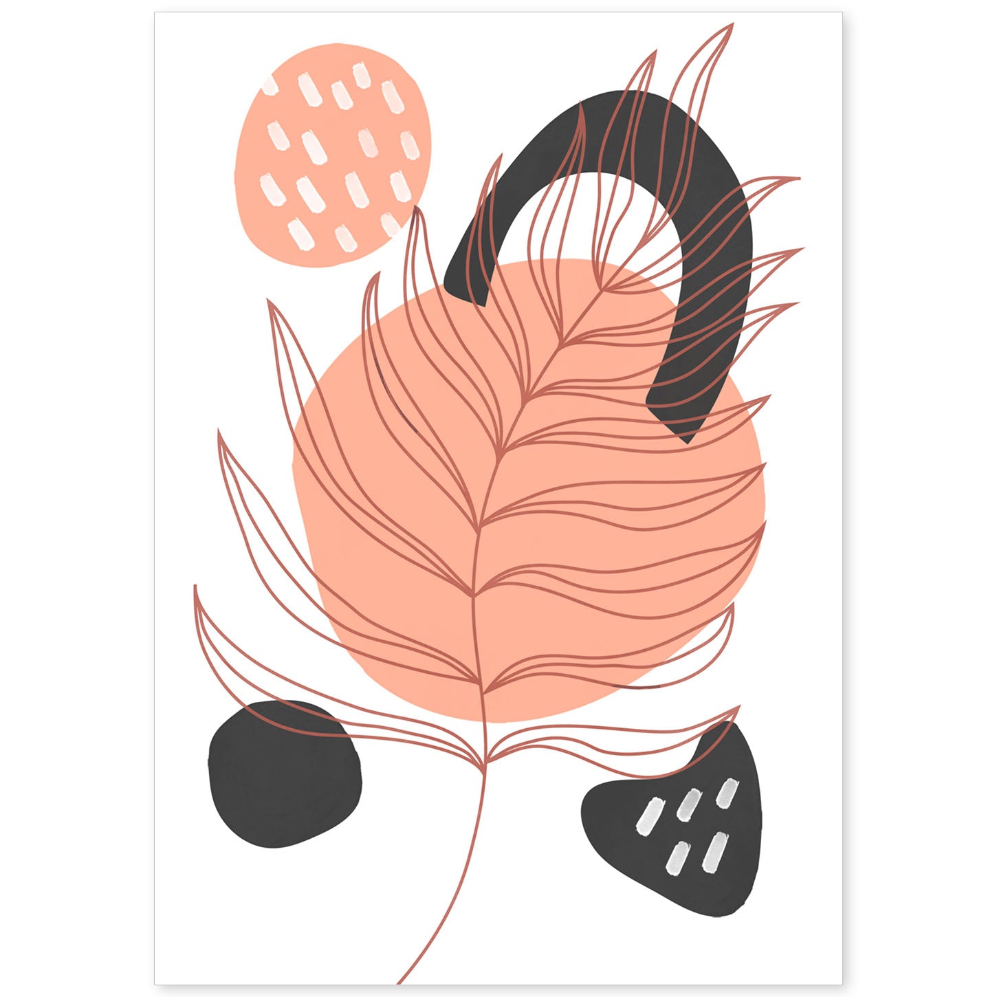 Set de láminas Abstracto 2. Pósters con ilustraciones de arte abstracto floral en cálidos tonos tierra.-Artwork-Nacnic-A4-Sin marco-Nacnic Estudio SL