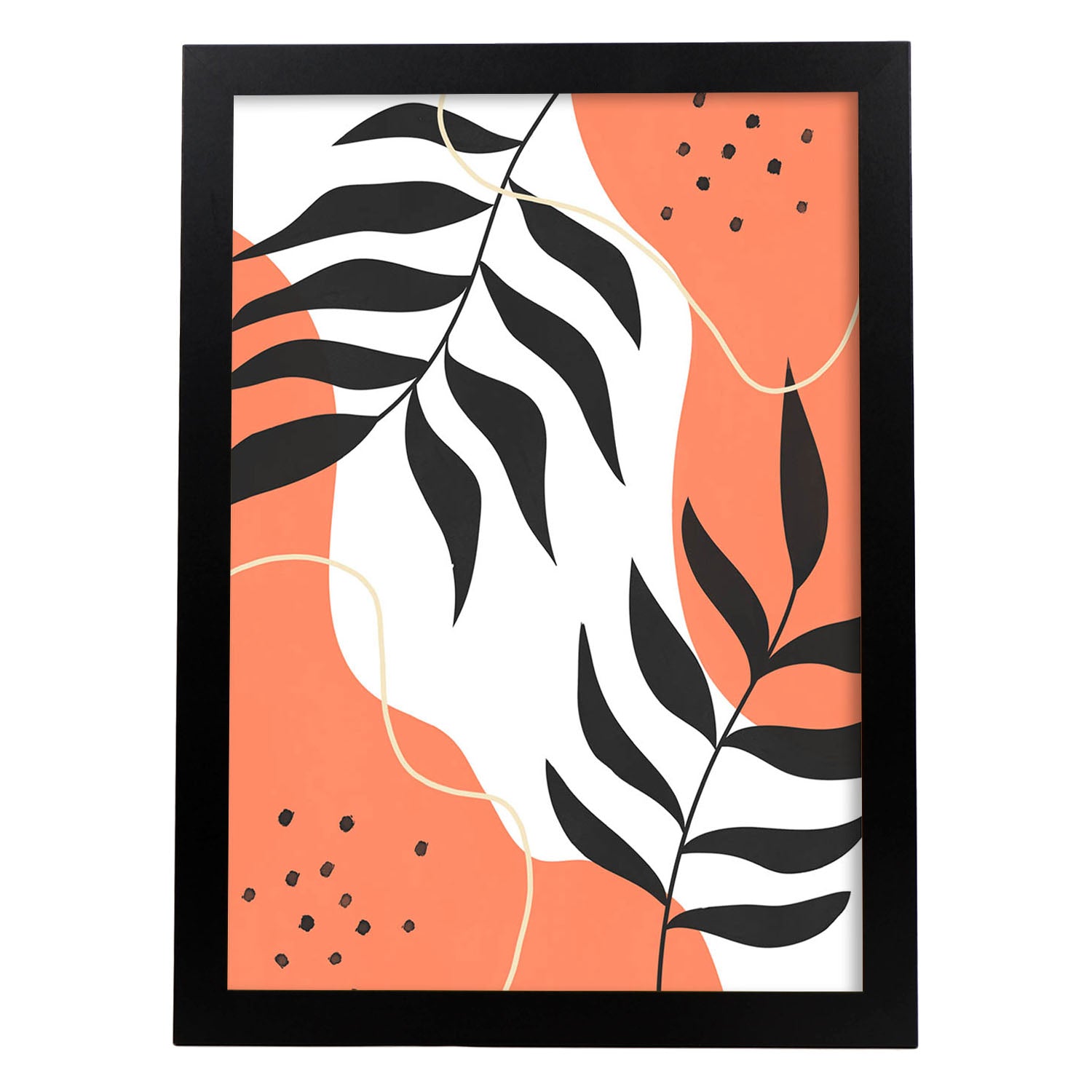 Set de láminas Abstracto 4. Pósters con ilustraciones de arte abstracto floral en cálidos tonos tierra.-Artwork-Nacnic-A3-Marco Negro-Nacnic Estudio SL