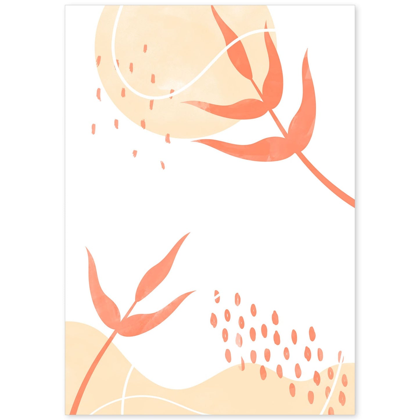 Set de láminas Abstracto 5. Pósters con ilustraciones de arte abstracto floral en cálidos tonos tierra.-Artwork-Nacnic-A4-Sin marco-Nacnic Estudio SL
