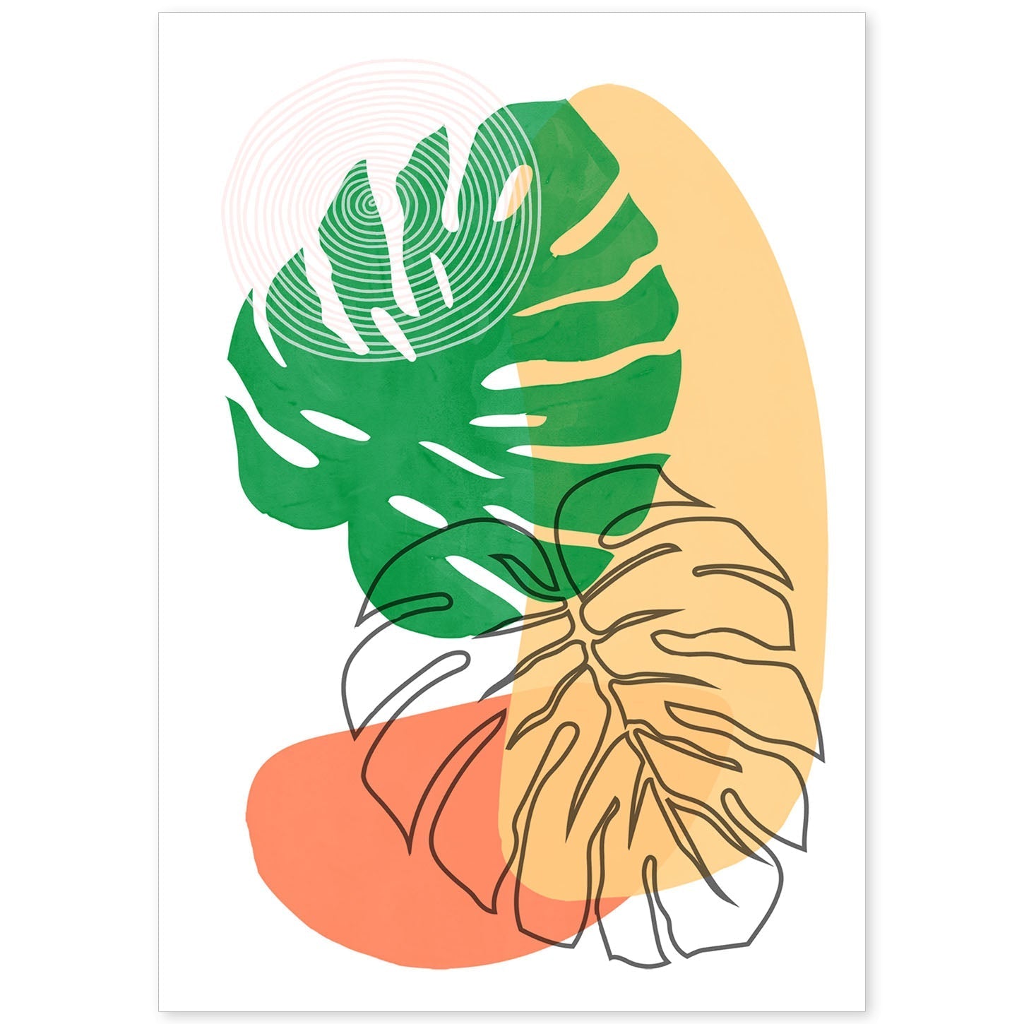 Set de láminas Abstracto 6. Pósters con ilustraciones de arte abstracto floral en cálidos tonos tierra.-Artwork-Nacnic-A4-Sin marco-Nacnic Estudio SL