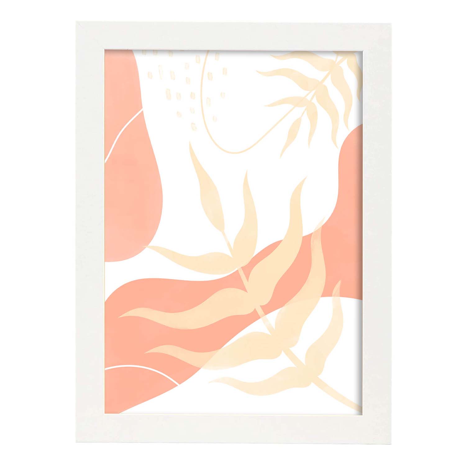 Set de láminas Abstracto 7. Pósters con ilustraciones de arte abstracto floral en cálidos tonos tierra.-Artwork-Nacnic-A3-Marco Blanco-Nacnic Estudio SL