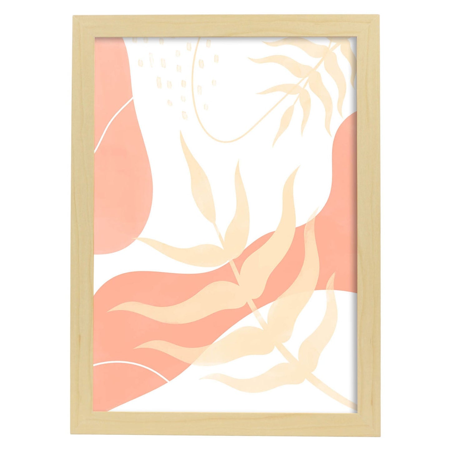 Set de láminas Abstracto 7. Pósters con ilustraciones de arte abstracto floral en cálidos tonos tierra.-Artwork-Nacnic-A4-Marco Madera clara-Nacnic Estudio SL