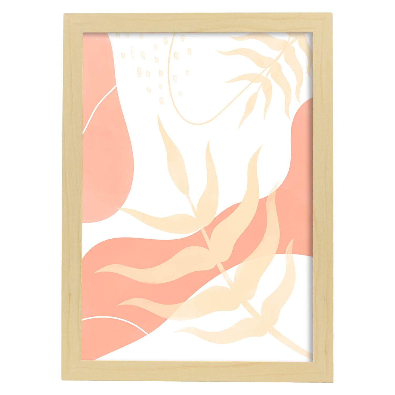 Set de láminas Abstracto 7. Pósters con ilustraciones de arte abstracto floral en cálidos tonos tierra.-Artwork-Nacnic-A4-Marco Madera clara-Nacnic Estudio SL