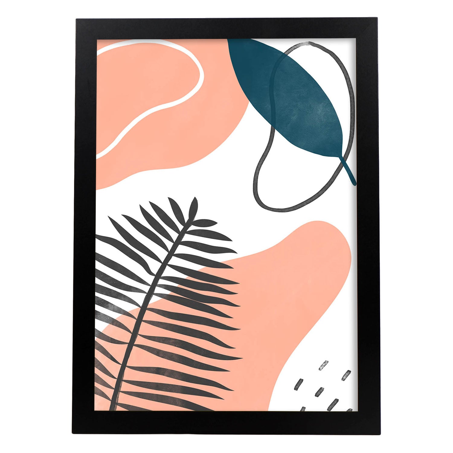 Set de láminas Abstracto 8. Pósters con ilustraciones de arte abstracto floral en cálidos tonos tierra.-Artwork-Nacnic-A3-Marco Negro-Nacnic Estudio SL
