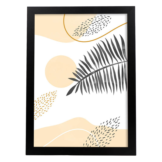 Set de láminas Abstracto 9. Pósters con ilustraciones de arte abstracto floral en cálidos tonos tierra.-Artwork-Nacnic-A4-Marco Negro-Nacnic Estudio SL