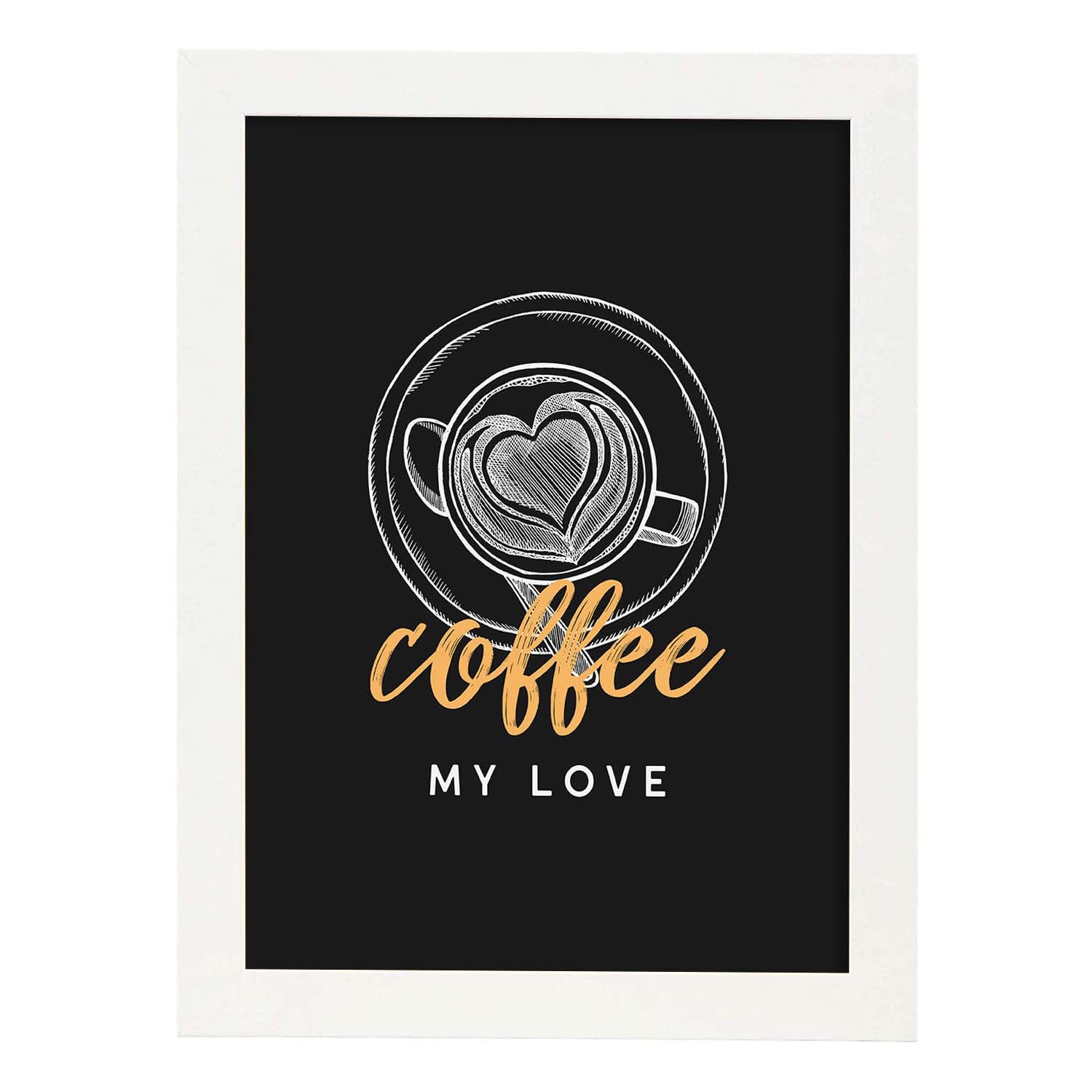 Set de láminas Amor por el café. Pósters para cafeterías, restaurantes y amantes del café.-Artwork-Nacnic-A3-Marco Blanco-Nacnic Estudio SL