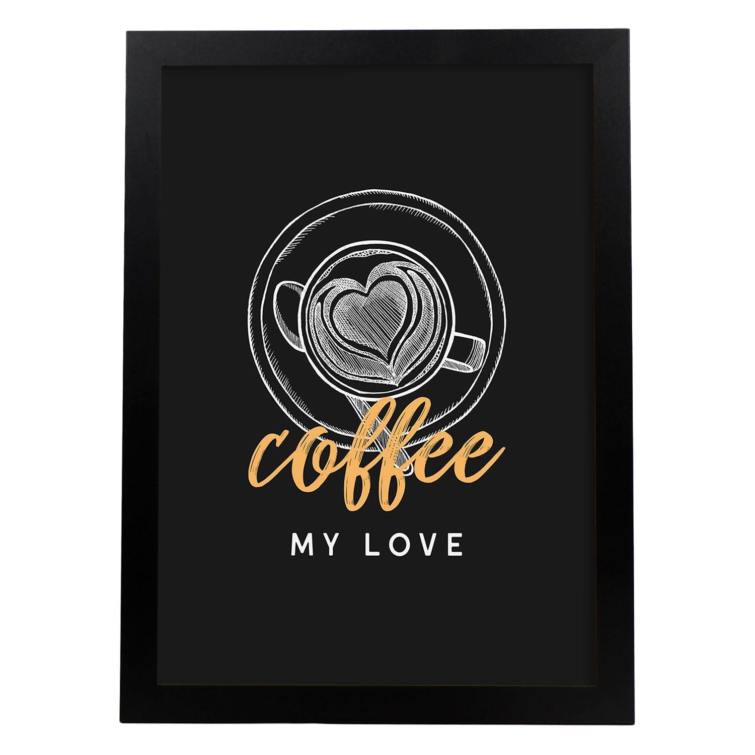 Set de láminas Amor por el café. Pósters para cafeterías, restaurantes y amantes del café.-Artwork-Nacnic-A3-Marco Negro-Nacnic Estudio SL