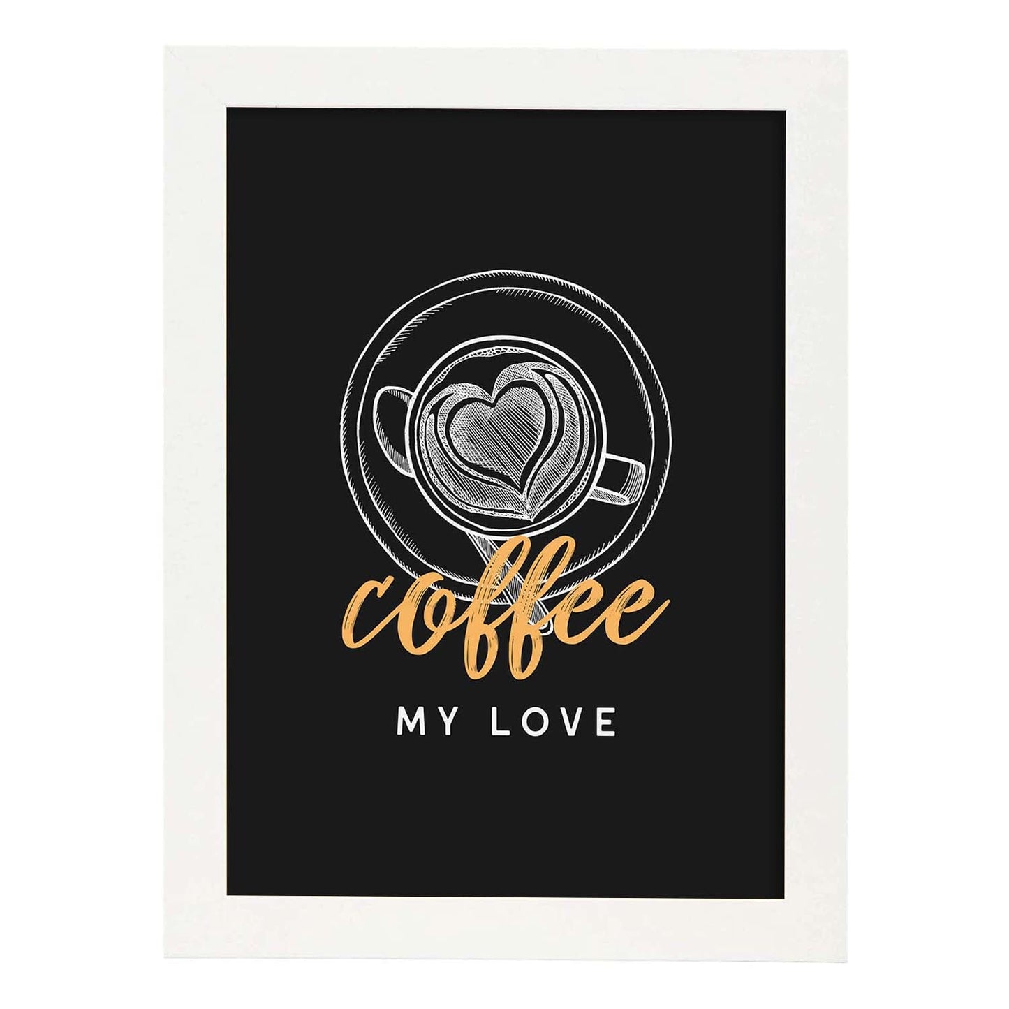 Set de láminas Amor por el café. Pósters para cafeterías, restaurantes y amantes del café.-Artwork-Nacnic-A4-Marco Blanco-Nacnic Estudio SL