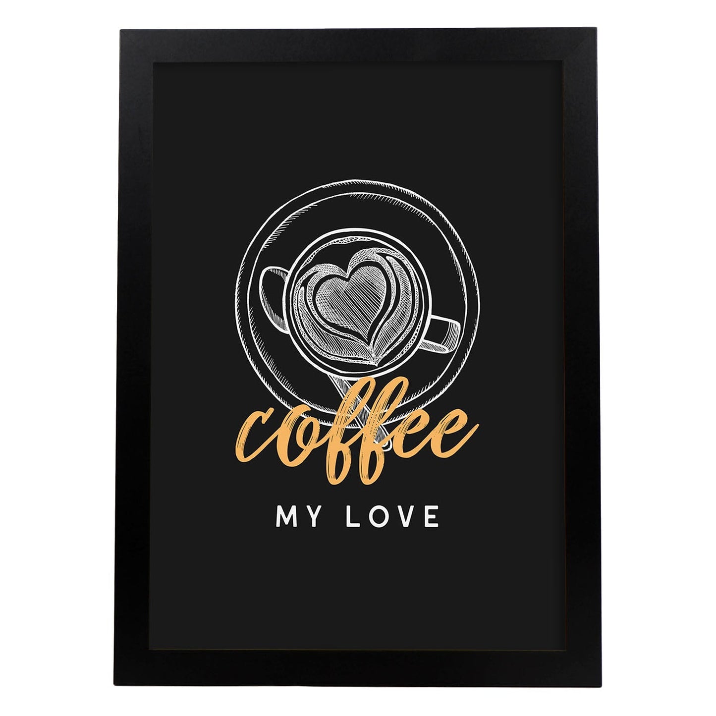 Set de láminas Amor por el café. Pósters para cafeterías, restaurantes y amantes del café.-Artwork-Nacnic-A4-Marco Negro-Nacnic Estudio SL