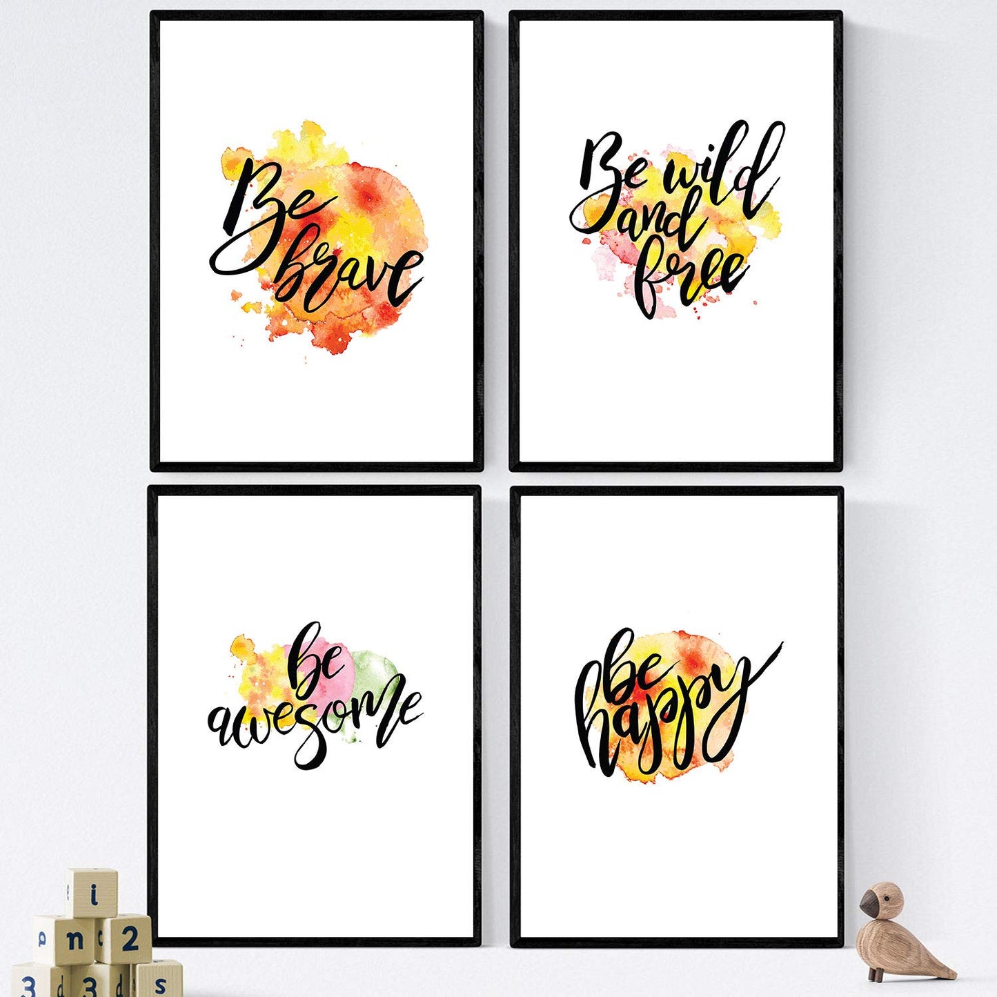 Set de láminas con mensajes felices y coloridos. Pack de posters 'Brave'.-Artwork-Nacnic-Nacnic Estudio SL