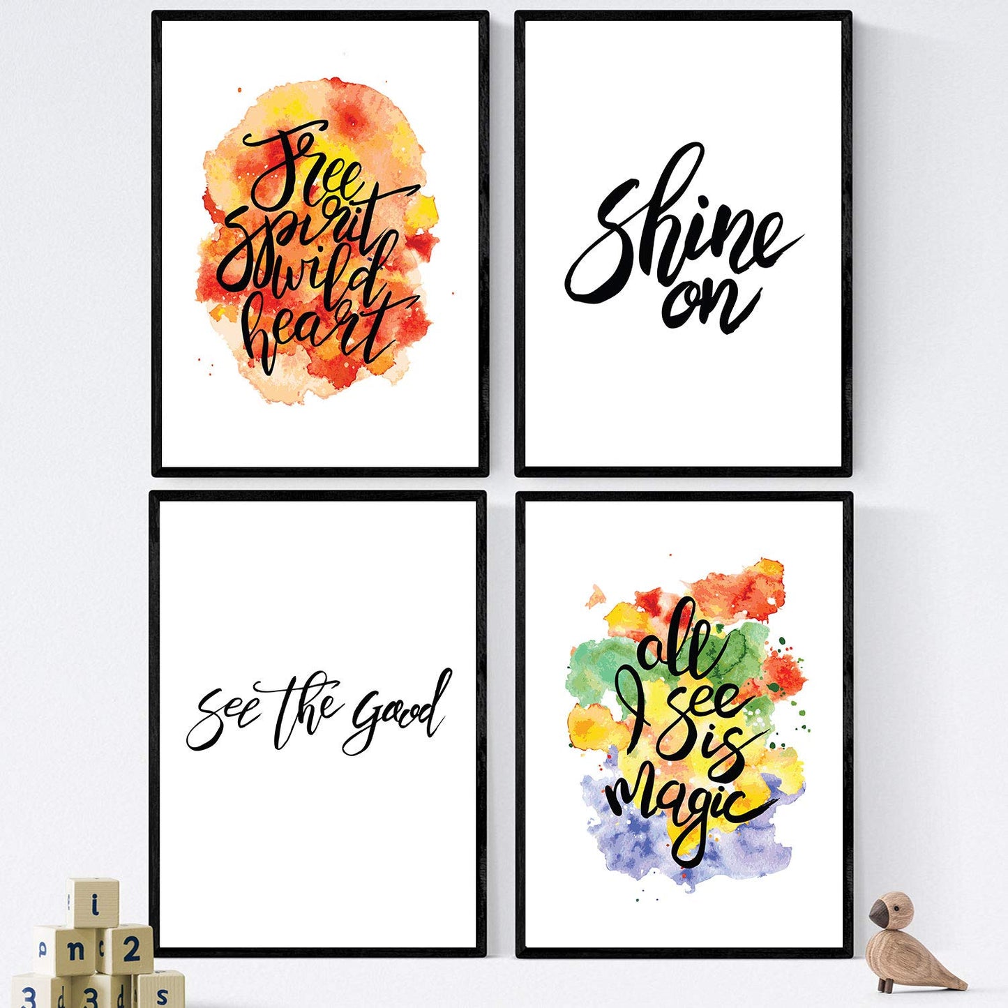 Set de láminas con mensajes felices y coloridos. Pack de posters 'Brilla'.-Artwork-Nacnic-Nacnic Estudio SL