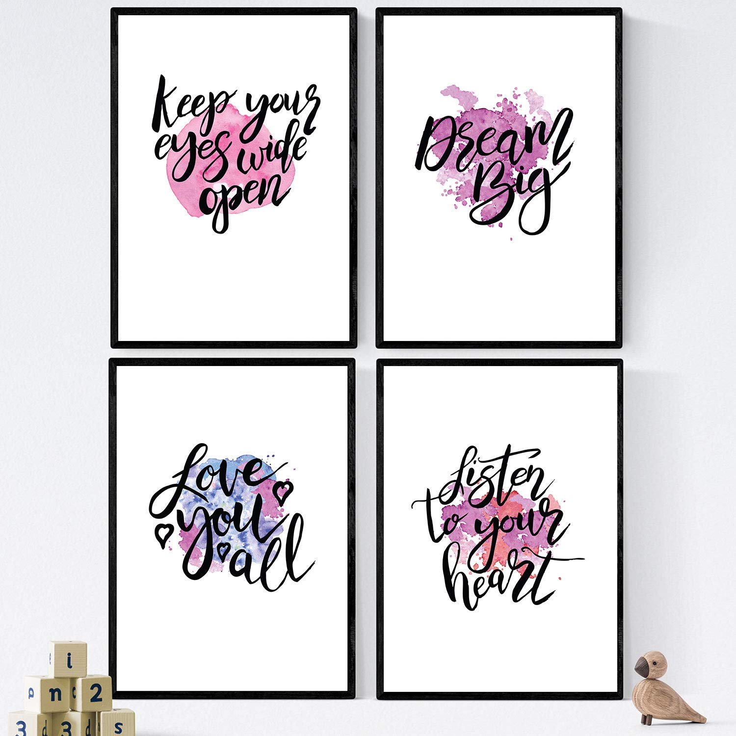 Set de láminas con mensajes felices y coloridos. Pack de posters 'Dream Big'.-Artwork-Nacnic-Nacnic Estudio SL
