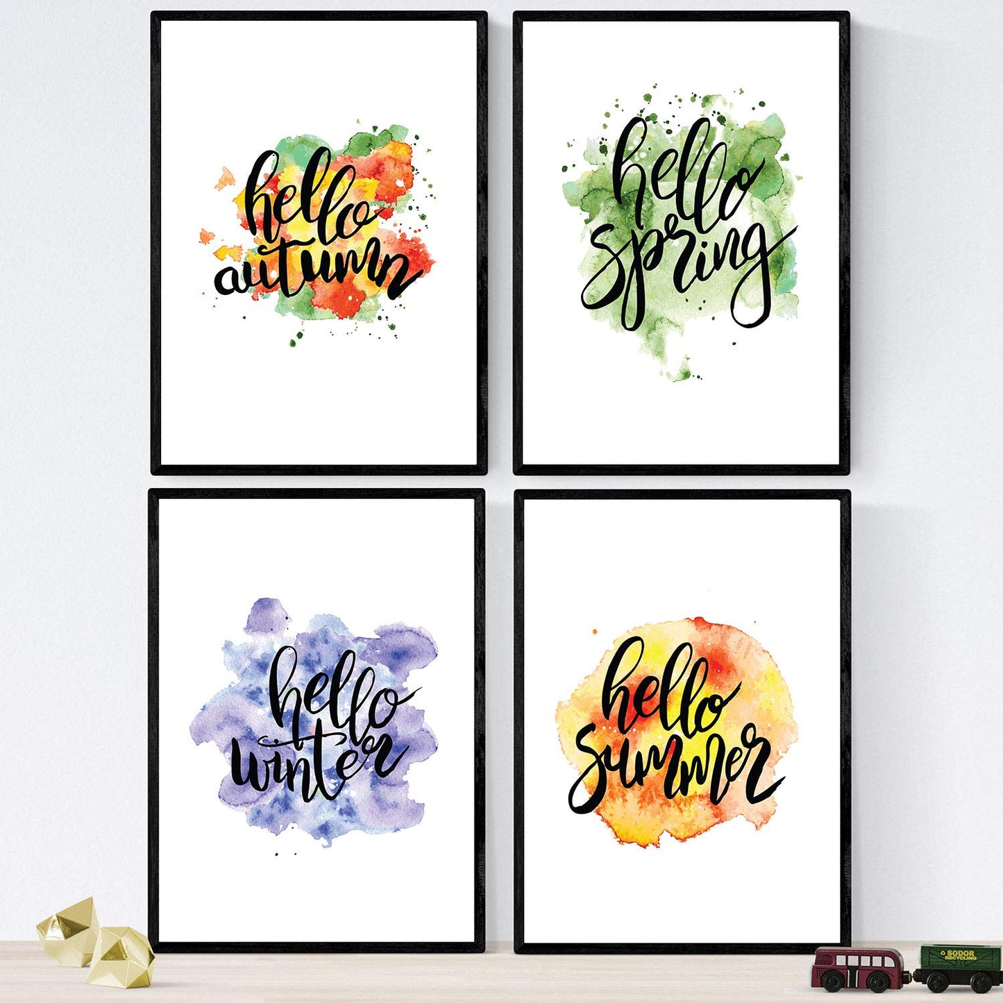 Set de láminas con mensajes felices y coloridos. Pack de posters 'Estaciones Del Año'.-Artwork-Nacnic-Nacnic Estudio SL