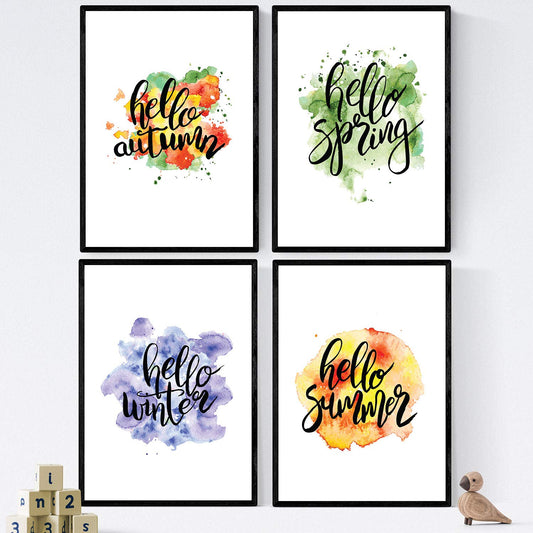 Set de láminas con mensajes felices y coloridos. Pack de posters 'Estaciones Del Año'.-Artwork-Nacnic-Nacnic Estudio SL