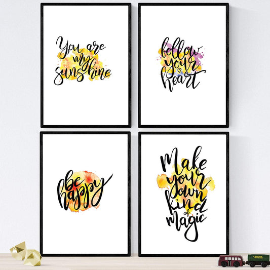 Set de láminas con mensajes felices y coloridos. Pack de posters 'Follow'.-Artwork-Nacnic-Nacnic Estudio SL