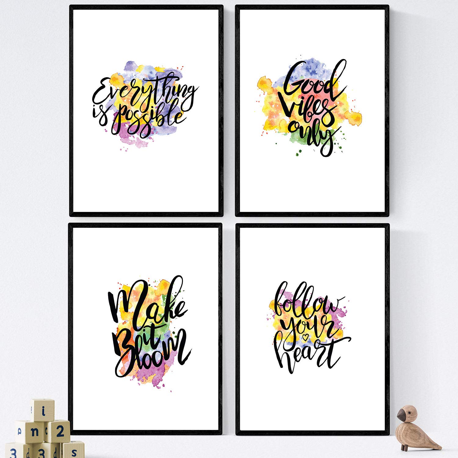 Set de láminas con mensajes felices y coloridos. Pack de posters 'Posible'.-Artwork-Nacnic-Nacnic Estudio SL